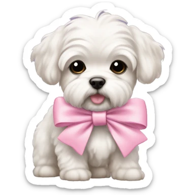 Schichon puppy pink bow sticker