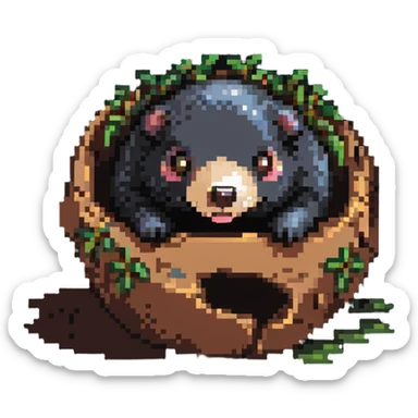 pixel art of a mole peeking out of the earth sticker