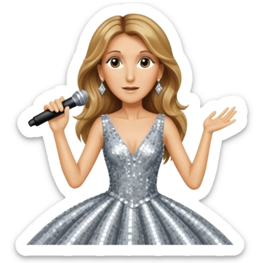 celin dion is singing with mirco and twinkle dresss sticker