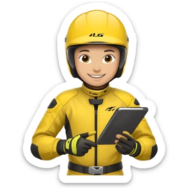 dirtbike rider in yellow gear signing autographs sticker