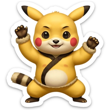 Pickachu with Kung fu panda po sticker