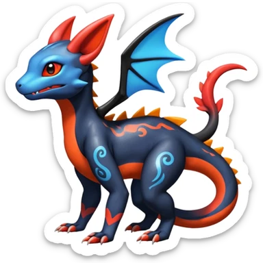Cute Exotic Shiny Colorful Guilmon-Salandit-Umbreon-Charmeleon-Fakémon-hybrid-creature (full body)  sticker
