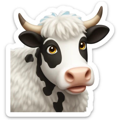 Fluffy cow sticker