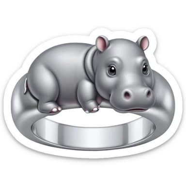 Une bague avec un petit hippopotame au centre sticker
