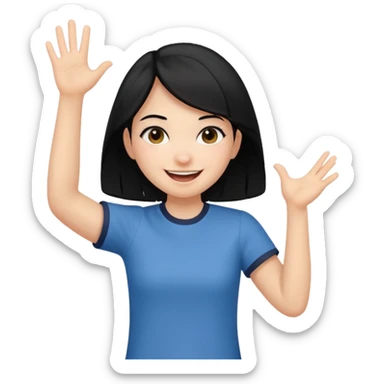 girl with black hair in short sleeves cheering going home sticker