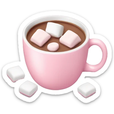 Light Pink mug of hot chocolate with marshmallows  sticker