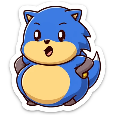 Sonic the hedgehog character with pregnant belly sticker
