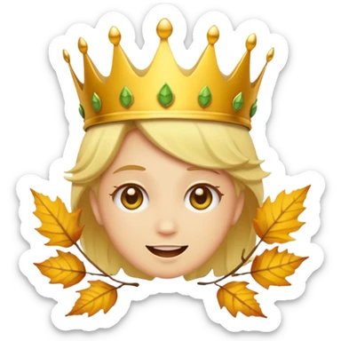 fall ecstatic emoticon artsy slightly creepy crown of leaves but make the base a normal yellow genderless emoji sticker