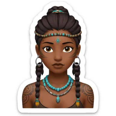 tribal girl Tattooed, DO NOT wearing necklace sticker