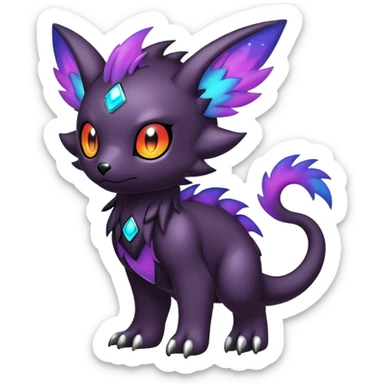 Cute cool colorful dark nebula fantasy-Fakemon-Digimon-animal-hybrid full body sticker