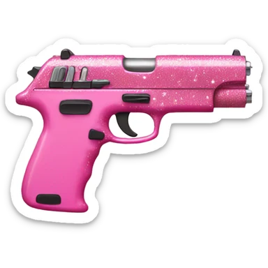 Pink gun with sparkles all over sticker