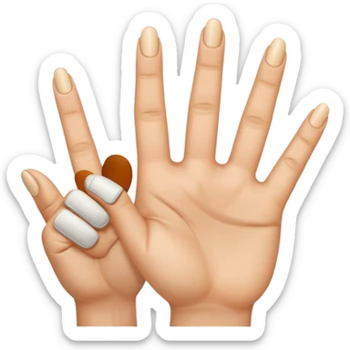 187 Handzeichen Bitte mache mir einen Emoji der mit der linken Hand den Mittelfinger auf den kleinenfinger und den Ringfinger auf den Daumen und der Zeigefinger in die Luft und mit der rechten Hand bitte den Mittelfinger nach unten und den Zeigefinger leicht nach oben sticker