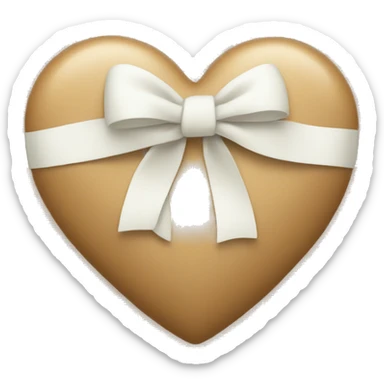 tan heart with a white bow on the right side sticker