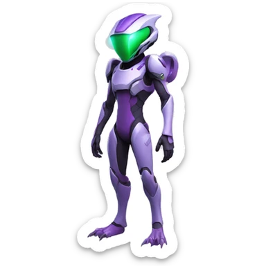A Reptile-Raptor-Alien-Genesect-Mewtwo-Fakémon, with a futuristic visor-helmet, wearing a techwear-suit, Full Body sticker