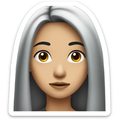 a girl with long black hair sad  sticker