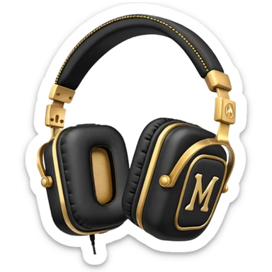Icon of headphones with square ear pads in the Marshall style. sticker