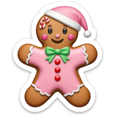 christmas gingerbread pastel pink and red sticker