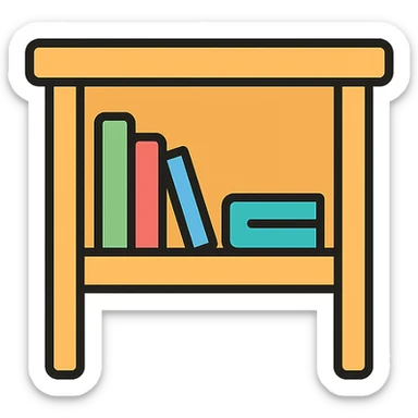 A small light wooden table bookshelf storage sticker