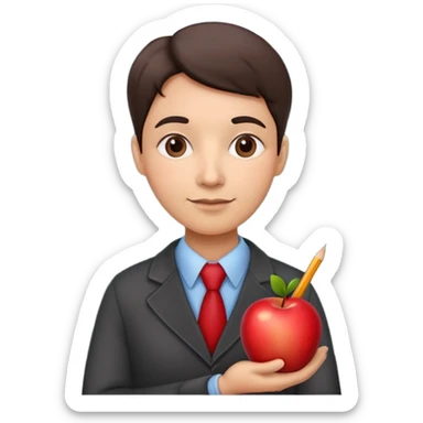 Teacher with Apple small Pencil and chalkboard sticker