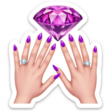 Just the hands Like this 🙏🏼 but Instead of blue hot pink and keep the skin tone the same you can add a purple crystal ring on one hand and a big diamond on the other hand sticker