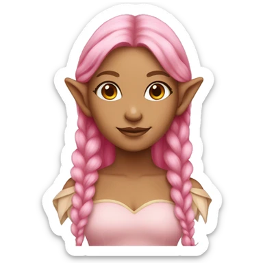 tan-skinned elf girl with pink hair sticker