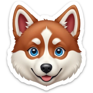 disney-style red siberian husky with blue eyes, happy and cute sticker