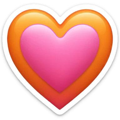 Pink and orange coloured love heart sticker