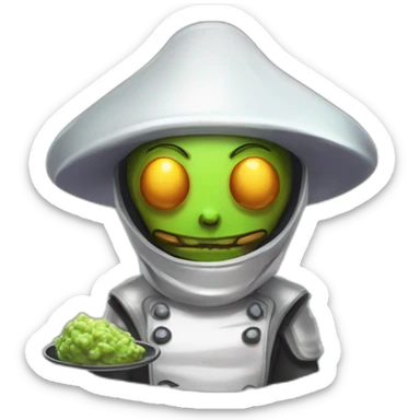 alien chef scifi roguelike rpg style inspired by slay the spire digital art sticker