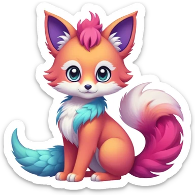 Kawaii bright fantasy ethereal anthro fursona Fakemon with tufted tail  sticker
