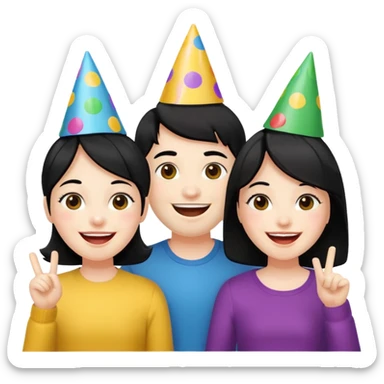 4 people with black hair and white skin sticker