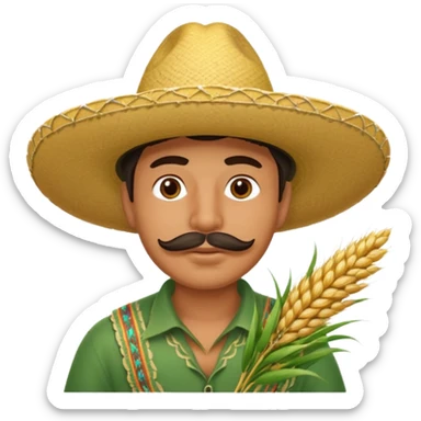 Campechano con una ramita de trigo en la boca sticker