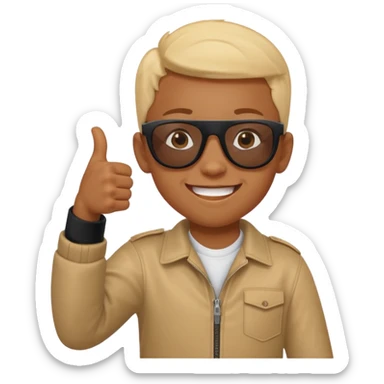 Creat light black kid with this "👍, 👈, 😀, 😎, reaction sticker