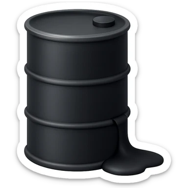 Сгенерируй мне в стиле эмоджи эпл черную бочку из которой немного вытекает нефть. На пнг фоне, без надписей sticker