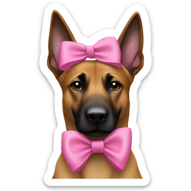 Belgian malinois dog with pink bow on head sticker