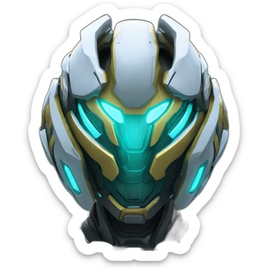 futuristic armored Omega Energy breastplate radiating omega energy sticker
