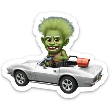 troll driving a corvette sticker