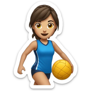 Une fille brune fait du handball sticker
