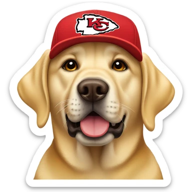 Yellow lab wearing Kansas city chiefs hat sticker