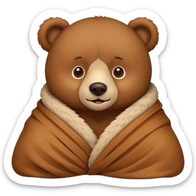 Bear cozy in blanket sticker
