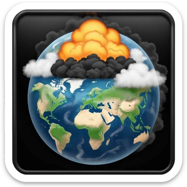 Pollution on earth and earth surface should seen more polluted  the view should be from outer space and black smoke in there  sticker