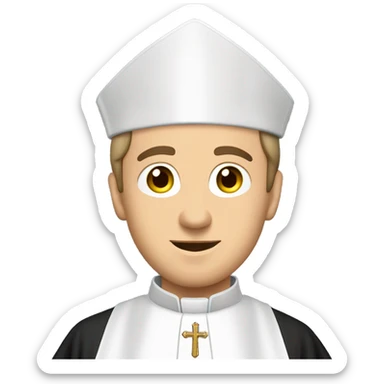 caucasian Catholic priest wearing a cassock and Biretta. For the background use #e4dbcc sticker