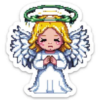 angel with a halo, crying sticker
