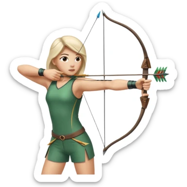 persona con un arco apuntando a una diana y con ropa de deporte sticker