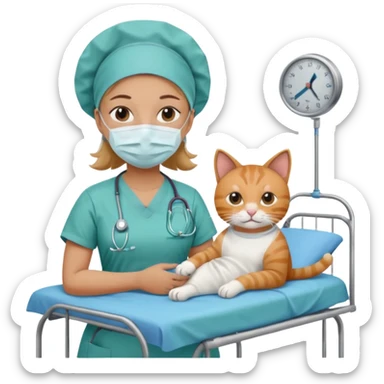 scrub nurse with cats and operation  beds sticker