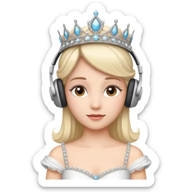 princess with headphones tiara and white dress sticker