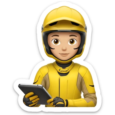 dirtbike rider in yellow gear signing autographs sticker