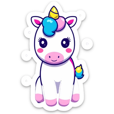 Cute unicorn surrounded by colorful glitter and sparkles sticker