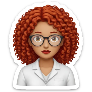 rizada peli roja , trigueña , con lentes y ropa blanca  sticker