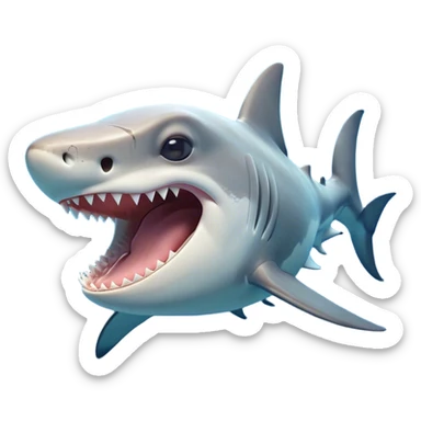 Cinematic Cute Yawning Hammerhead Shark Portrait Emoji, Head tilted slightly with a dramatic, wide-open yawn, showcasing its unique hammer-shaped head with relaxed, drooping fins and sleepy, half-closed eyes, Simplified yet irresistibly adorable features, highly detailed, glowing with a soft, cozy oceanic glow, high shine, relaxed yet expressive, stylized with a hint of whimsical aquatic ease, soft glowing outline, capturing the essence of a drowsy yet affectionate hammerhead that appears ready to stretch and yawn its way out of the screen! sticker