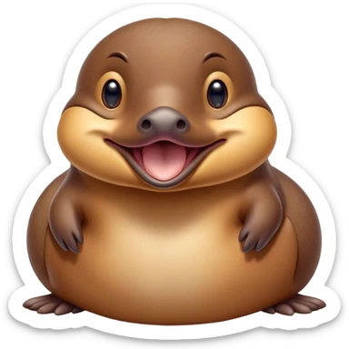 Cinematic Cute Yawning Platypus Portrait Emoji, Head tilted slightly with a dramatic, wide-open yawn, showcasing a soft, textured brown fur with a relaxed duckbill and droopy eyes in drowsy contentment, Simplified yet irresistibly adorable features, highly detailed, glowing with a soft, cozy glow, high shine, relaxed yet expressive, stylized with a touch of quirky charm, bright and endearing, soft glowing outline, capturing the essence of a sleepy yet affectionate platypus, so drowsy it feels like it could float out of the screen and curl up for a nap! sticker